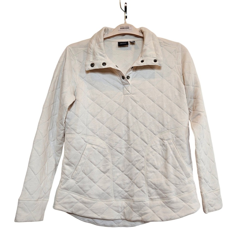 Marmot Womens Quilted Snap‎ Neck Pullover Roice Sweatshirt Cream Size Small REI